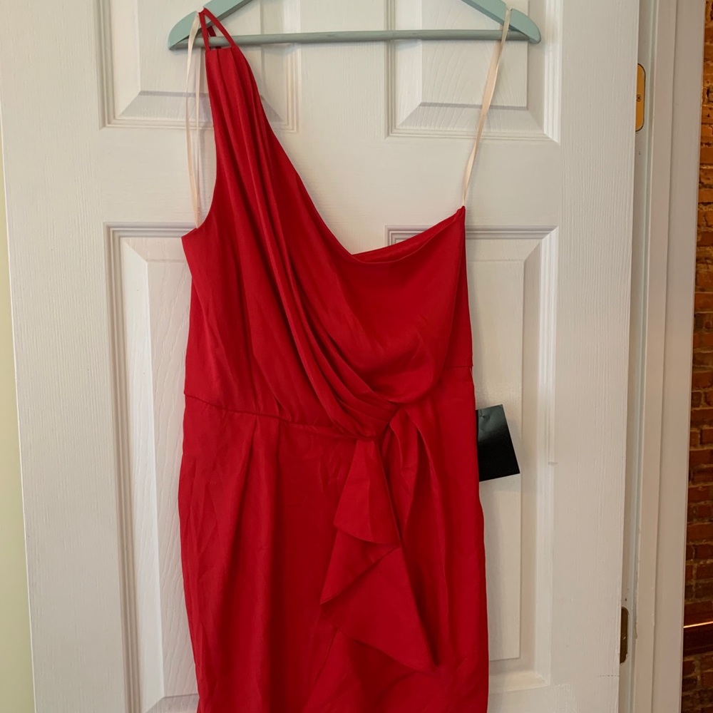 NWT red BCBG one-shoulder asymmetrical dress